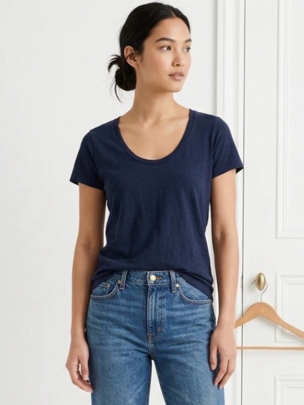 J. Crew Vintage Navy Blue Scoop Neck Short Sleeve T-Shirt Women's Medium cotton